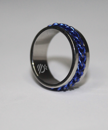 Stainless Steel Blue Chain Ring