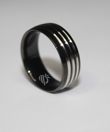 Stainless Steel Triple Line Mens Ring